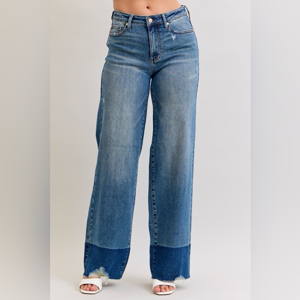 Judy Blue Raw Hem High Waist Column Straight Jeans​ - Picture 3 of 10